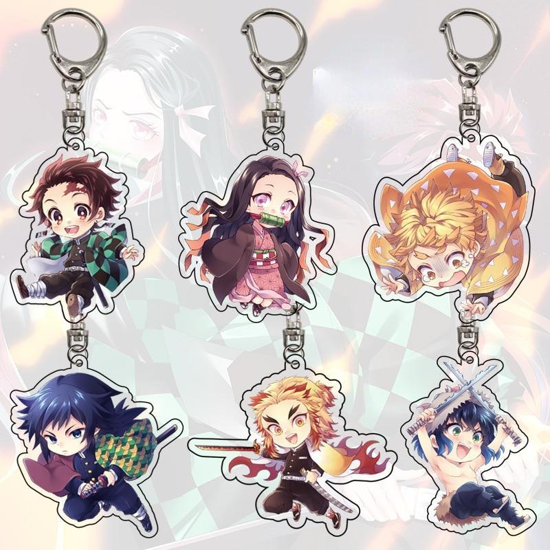 Аниме Demon Slayer Kimetsu No Yaiba Tanjiro Kamado брелок для косплея акриловый мультяшный брелок для ключей кулон