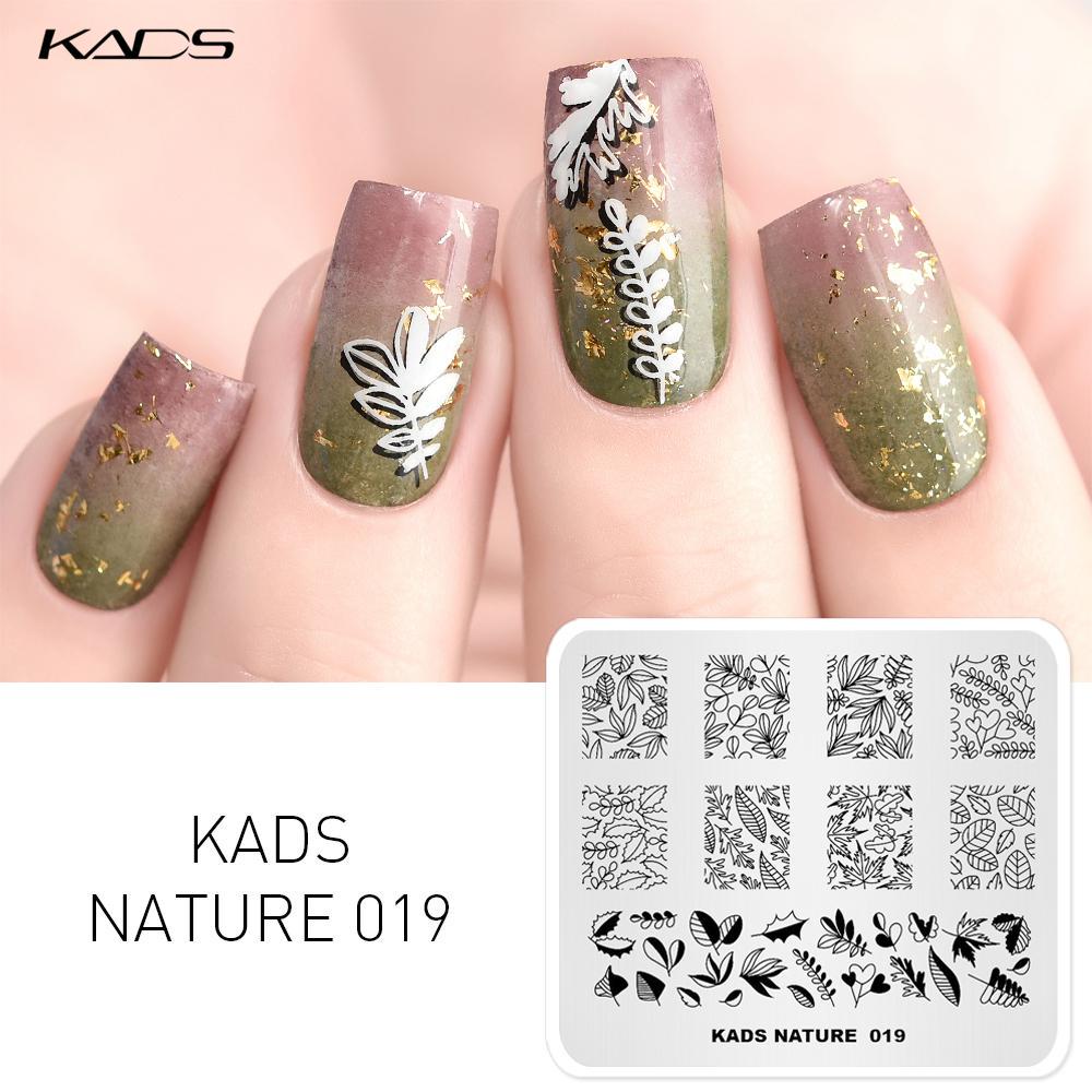 KADS NATURE 19 изображение листа дерева пластина для стемпинга ногтей, штамп для ногтей, шаблон «сделай сам», пластина для штамповки ногтей, шаблон для ногтей