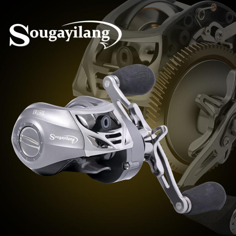 Катушка Sougayilang с двойным тормозом, 12BB, 6,3:1, гладкая кастинговая катушка для ловли окуня Left серый/серебряный