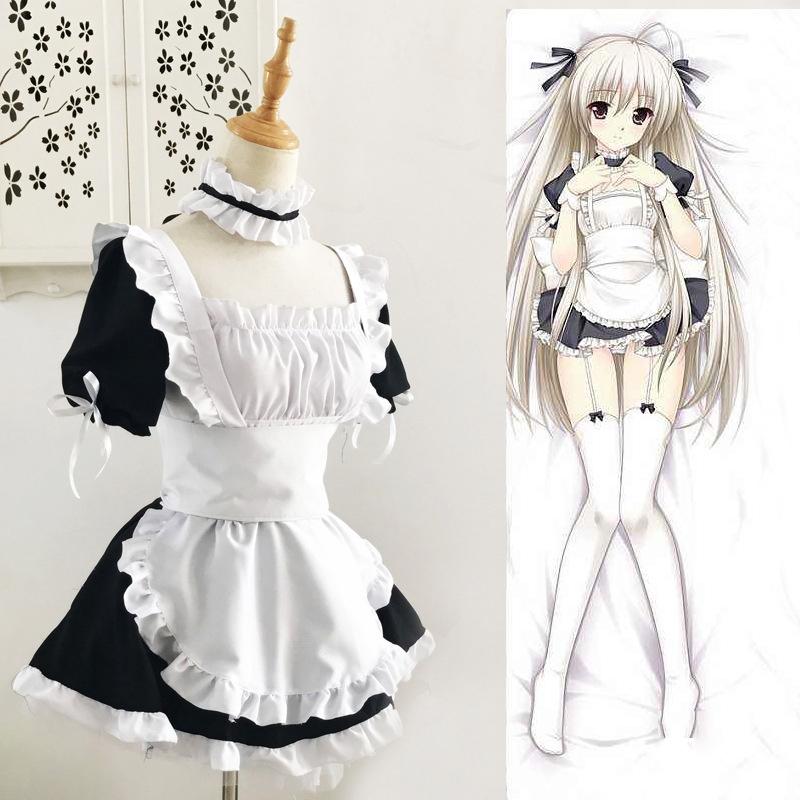 Аниме Косплей Костюм Женский Костюм Горничной Аниме Yosuga no Sora Мини Платье Лолита Платья Кафе Костюм Косплей Костюм Ролевая Игра Вечеринка Сценическая Одежда s белый