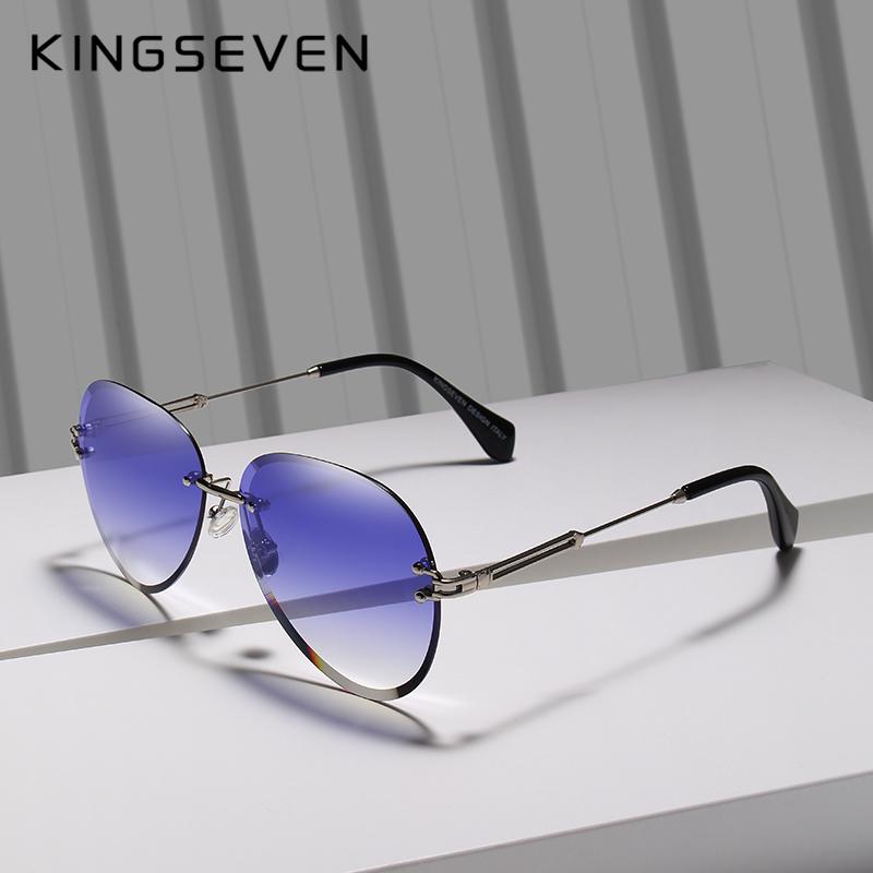  KINGSEVEN DESIGN винтажные модные солнцезащитные очки без оправы, женские солнцезащитные очки с градиентными линзами, брендовый дизайнер M
