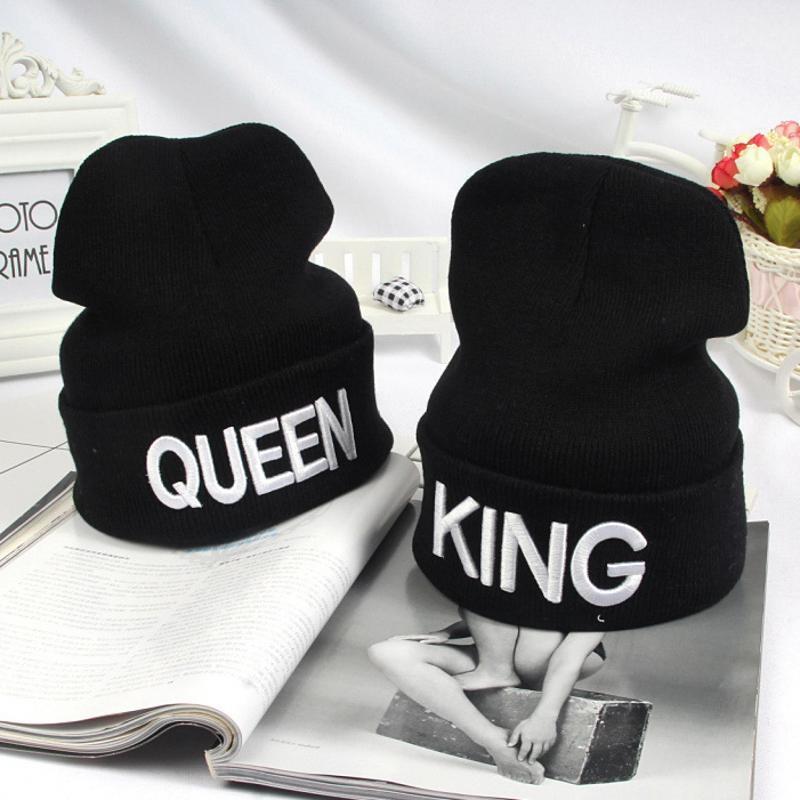 Зимняя шапка King Queen в стиле хип-хоп для катания на лыжах на открытом воздухе, теплая вязаная шапка, подарок для пары