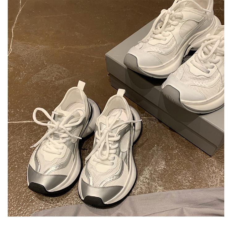 Спортивная обувь Single Mesh Pops Shoes Женская весенне-летняя удобная классическая спортивная обувь небольшого размера белого цвета с толстой подошвой для бега 35 белый