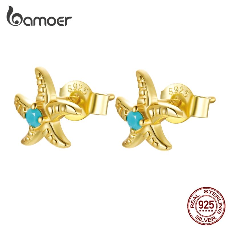 Женские серьги-гвоздики BAMOER из стерлингового серебра 925 пробы с загадочной испанской морской звездой 925 silver