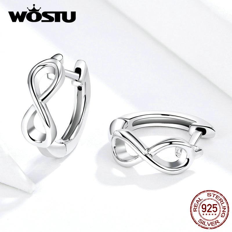 WOSTU настоящие серьги-гвоздики из стерлингового серебра 925 пробы с бесконечной любовью для женщин, изготовление серебряных сережек в подарок