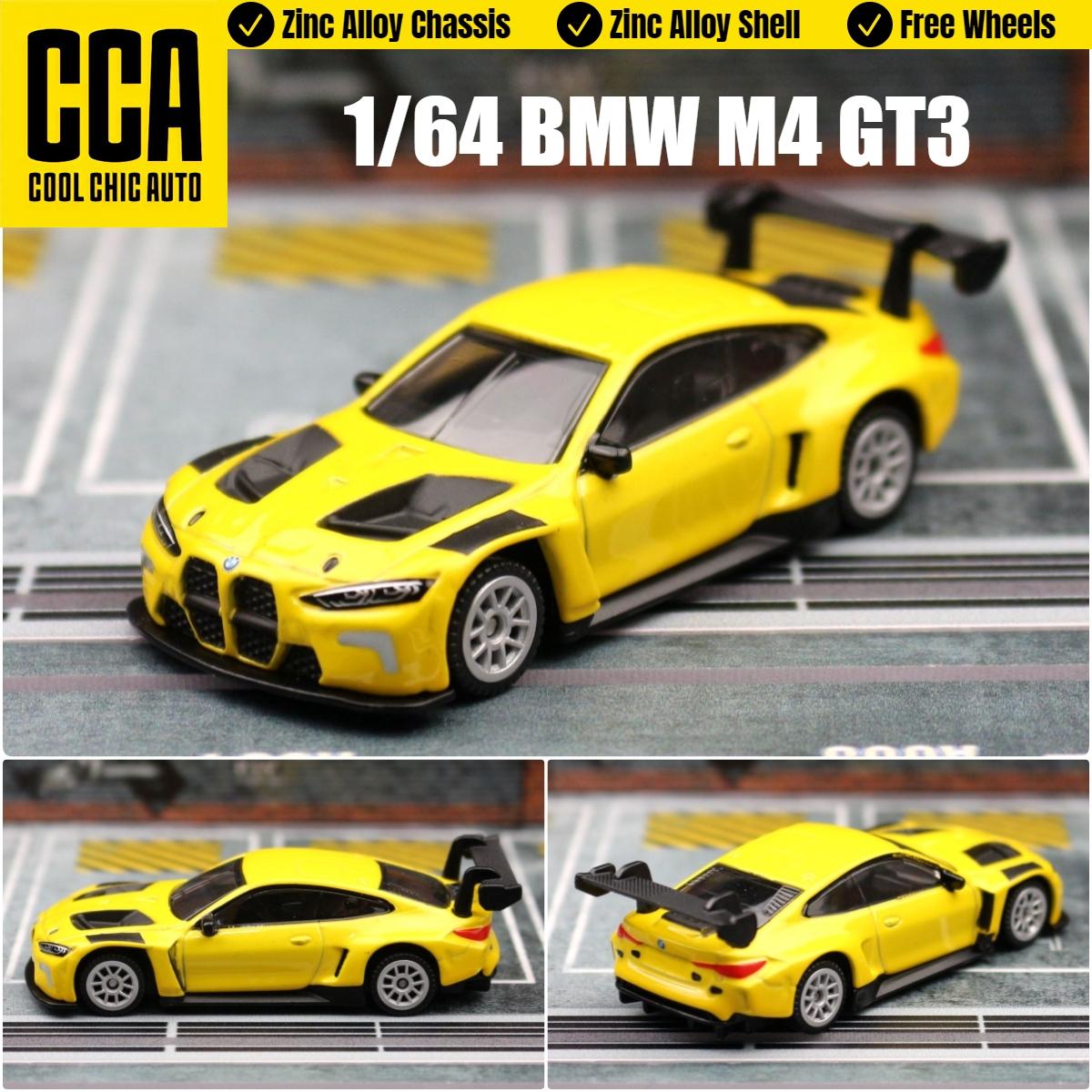1/64 BMW M4 GT3 гоночная миниатюрная модель CCA MSZ 3  цинковый сплав игрушечный автомобиль транспортное средство свободные колеса литой металл коллекция подарок для детей жёлтый