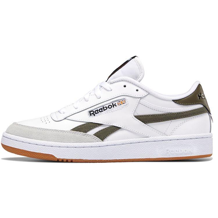 Reebok Club C Revenge White Army Green Кроссовки унисекс Cloud-White Rubber-Gum-05 GZ6874 37.5