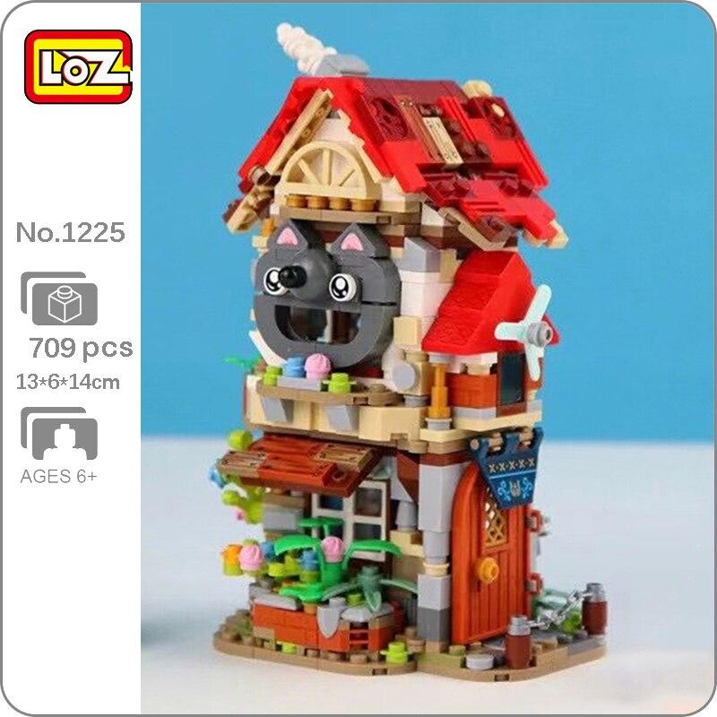 LOZ 1225 лесная хижина волк дом собака животное цветок дерево 3D модель DIY мини-блоки кирпичи строительная игрушка без коробки