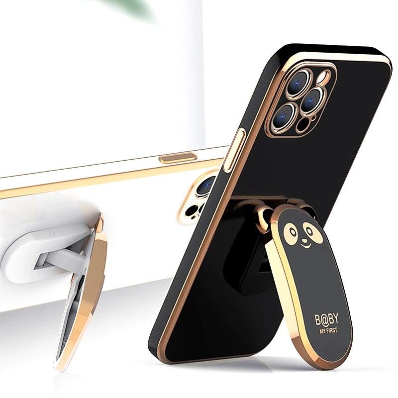 Силиконовый чехол для телефона с квадратным медведем и подставкой для Samsung Galaxy A32 A52S A72 A21S M11 A12 A11 A31 A51 A71 A50 A30, мягкий чехол For Samsung A32 4G чёрный