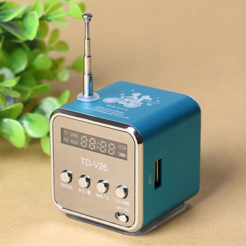 AUX TD-V26 Портативный мини-радиодинамик FM TF со звуком синий