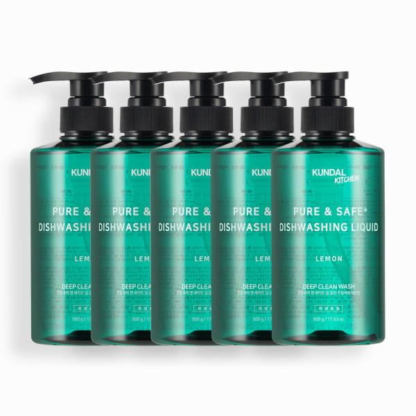 Средство для мытья посуды Kundal Pure & Safe Deep Clean с ароматом лимона 500 мл, 5 шт., корейская косметика с приятным ароматом