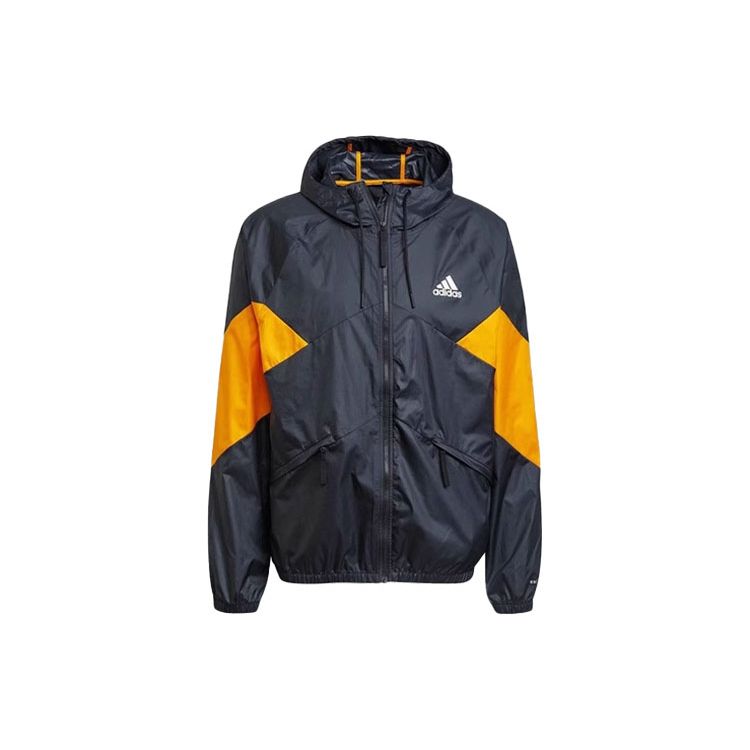 Adidas Тренировочная ветровка с логотипом, мужская куртка, оранжевый, черный GT6561 XS