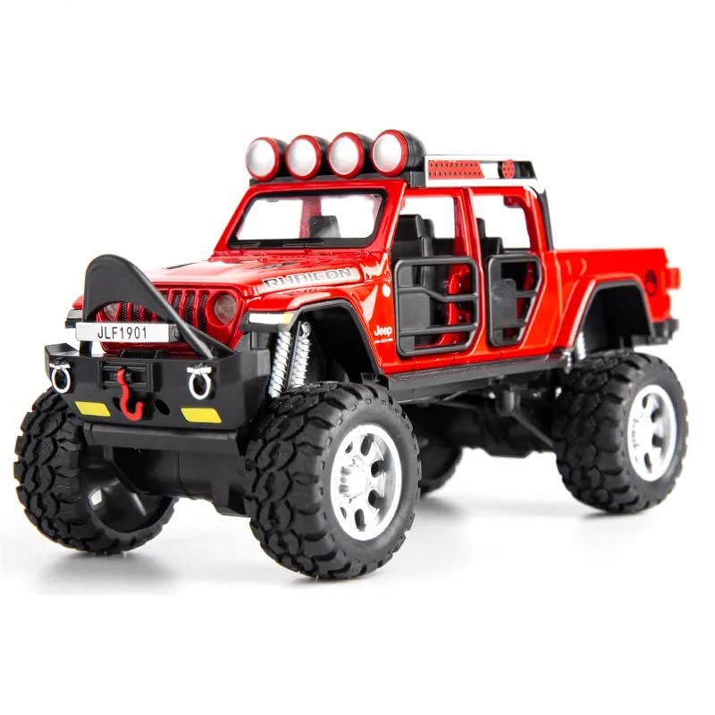Масштаб 1/32 Jeep Wrangler, внедорожная модель автомобиля из сплава со светом и звуком для детской коллекции, подарок, металлическая машина для мальчиков, игрушка 1/32-Size:17.5*8.5*8cm красный
