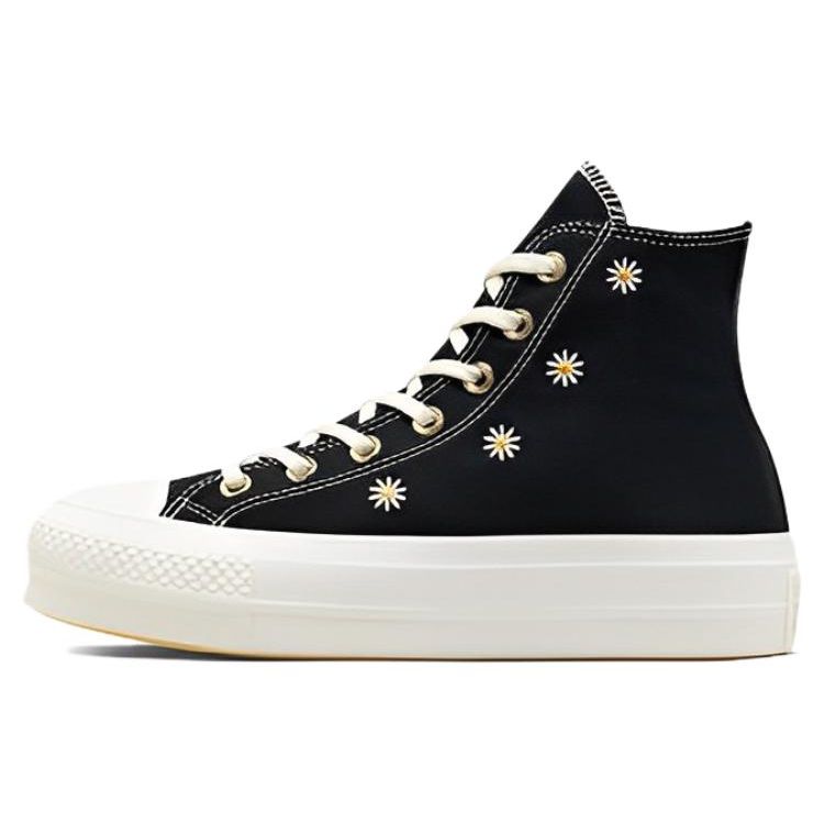 Converse Chuck Taylor All Star Lift Platform Высокие праздничные женские кроссовки с цветочным принтом Black Egret Светло-Золотой A06115C 37