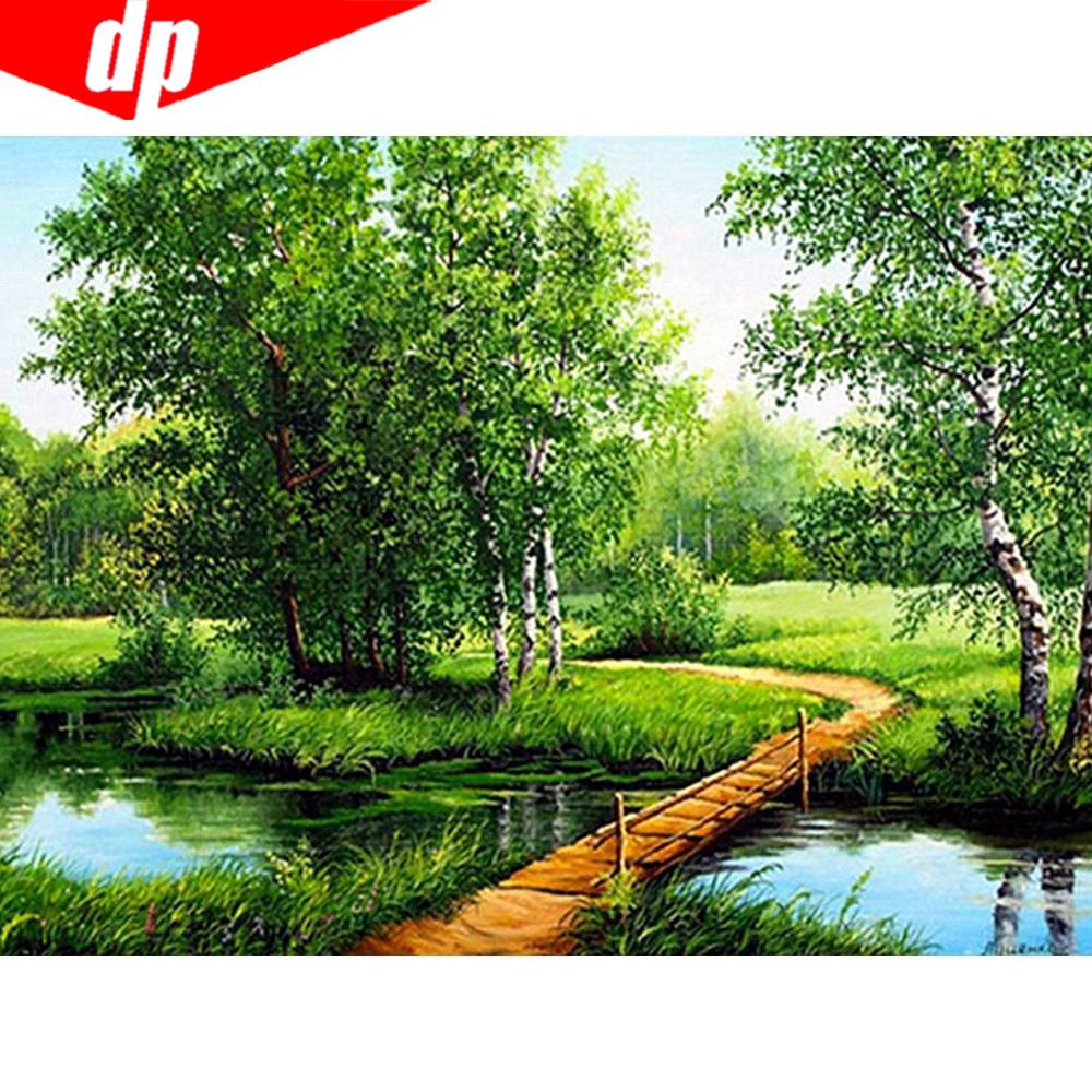 Алмазная мозаика Летний пейзаж 5D DIY Алмазная картина Вышивка Крестом 20X30CM