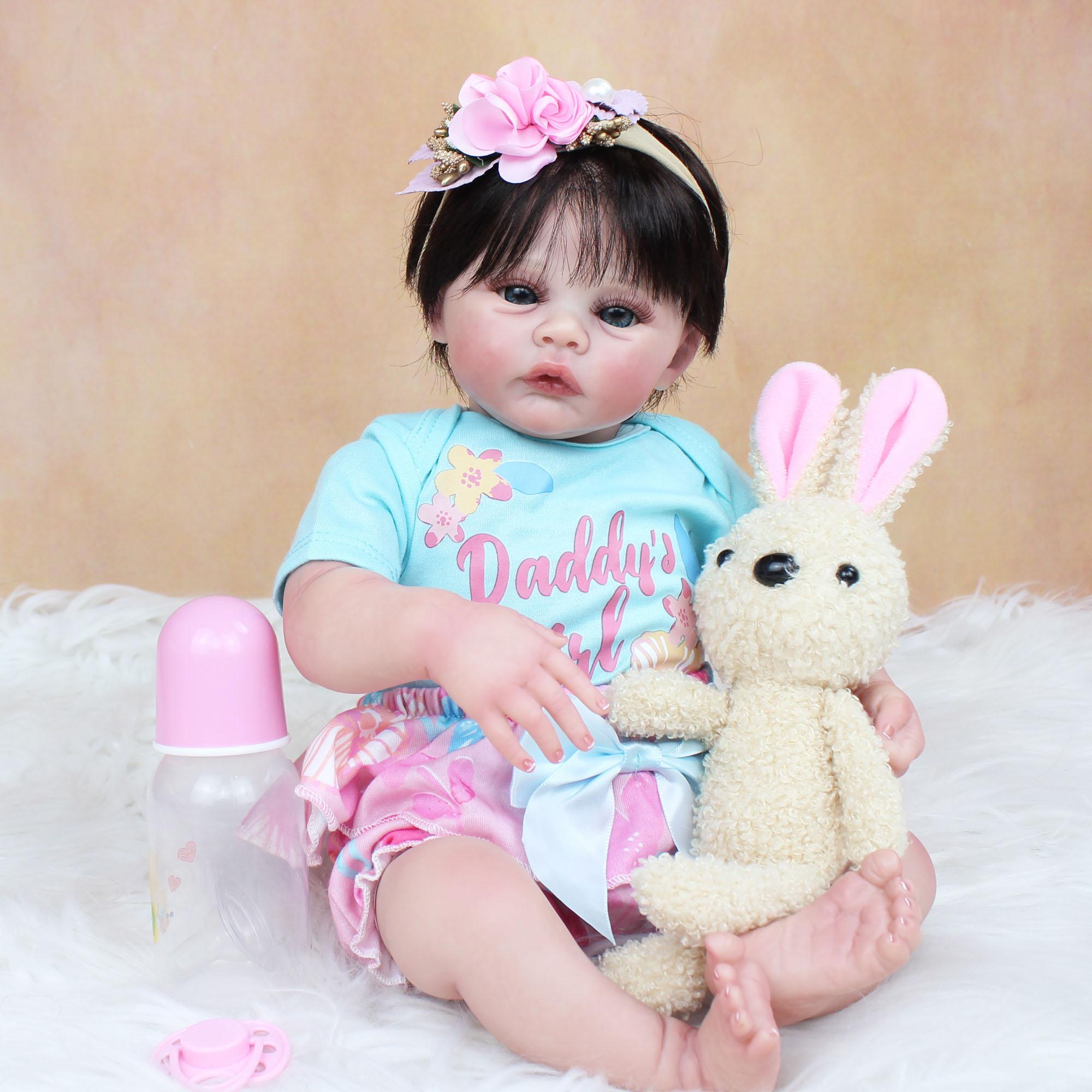 BZDOLL 48 см 3D тон кожи с видимыми венами мягкая силиконовая кукла реборн игрушка для девочки 19 дюймов детское платье Boneca реалистичное 48cm 3D-paint Skin Doll
