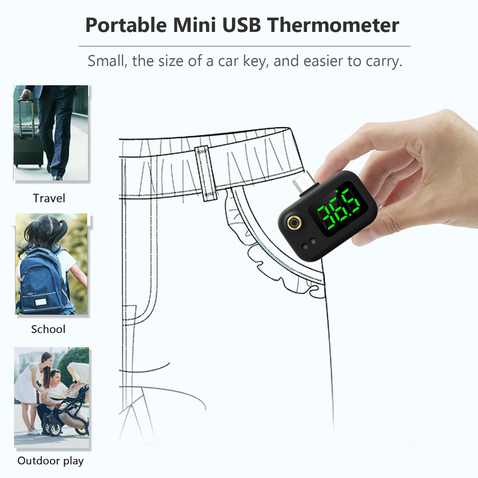   Joom USB-интеллектуальный термометр USB-интеллектуальный термометр Портативный мини-термометр для сотового телефона Бесконтактный чёрный