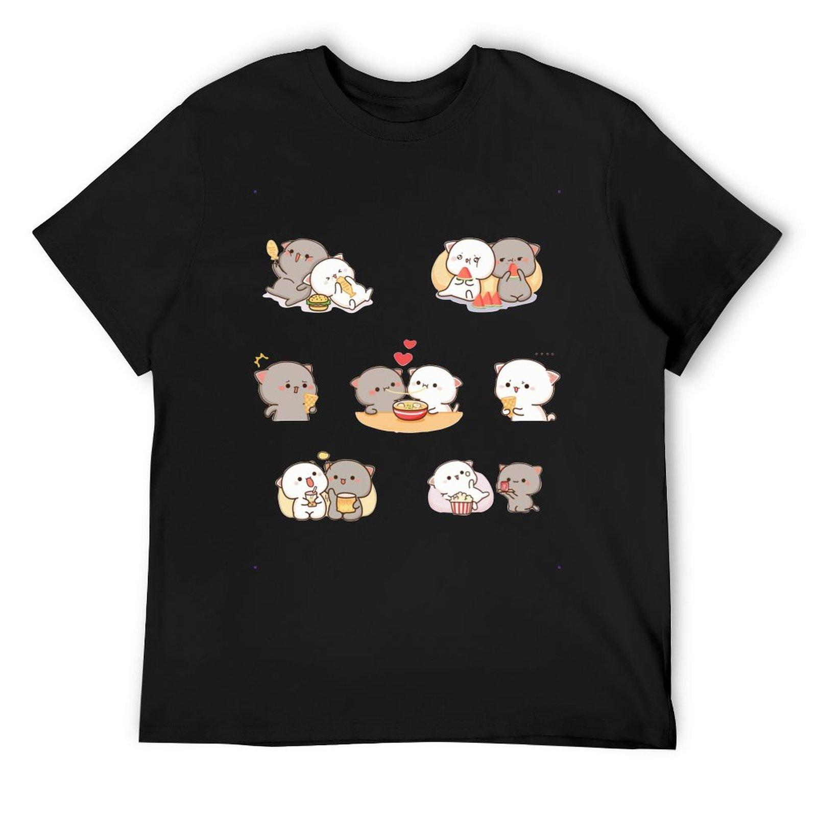 Футболки с героями мультфильмов Mochi Peach Cat Milk Goma, женская хлопковая футболка унисекс, футболка с круглым вырезом, одежда с короткими рукавами, идея подарка 2XL