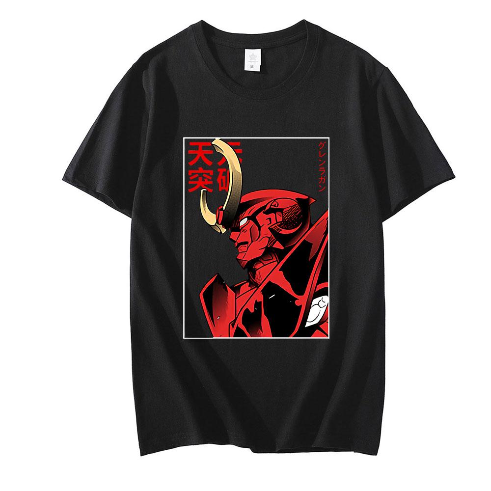 Горячая аниме Tengen Toppa Gurren Lagann Mecha Graphics Print T Shirt Unisex Oversize T Shirt Vintage Manga Fashion O-Neck Tees L