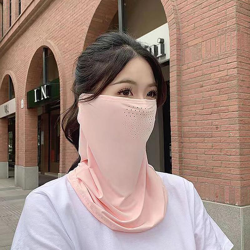 Летняя солнцезащитная маска Ice Silk Mask Защита от ультрафиолета для шеи и лица Солнцезащитные шапочки для лица светло-серый