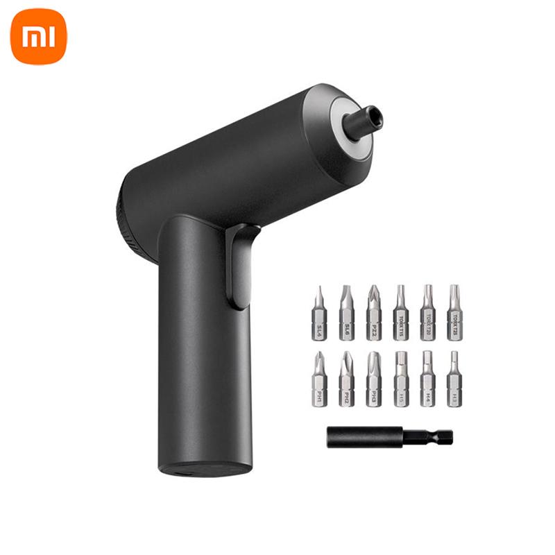Электрические отвертки Беспроводная аккумуляторная электрическая отвертка Xiaomi Mijia, многоразмерная, 3,6 В, 2000 мАч, литий-ионная, 5 Нм, с 12 битами S2 для дома чёрный