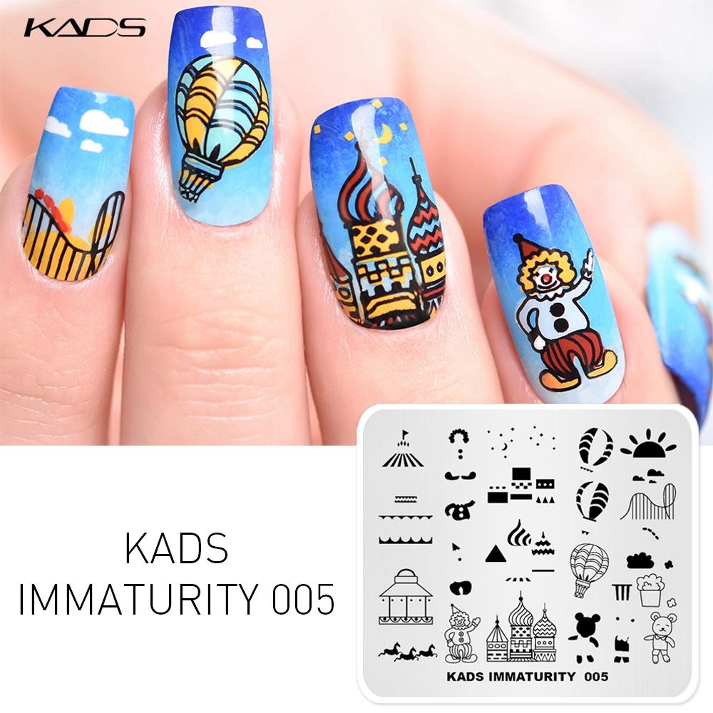 KADS Immaturity 005, пластины для штамповки ногтей, элемент парка развлечений, клоун, воздушный шар, штамп для дизайна ногтей, шаблон для маникюра «сделай сам»
