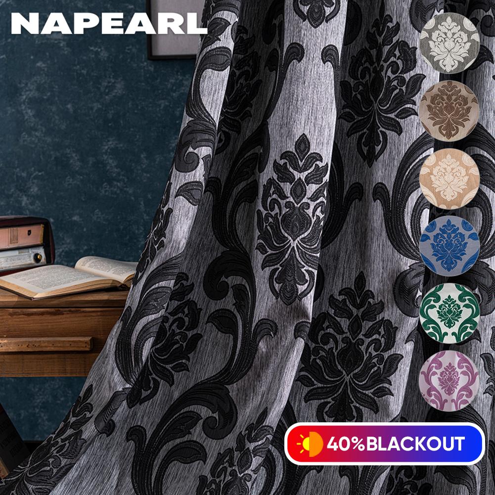 1 шт. Napearl 40% затемненные роскошные модные шторы с вышивкой для кухни и дома роскошные полузатемненные шторы для спальни W100 x L130 серый
