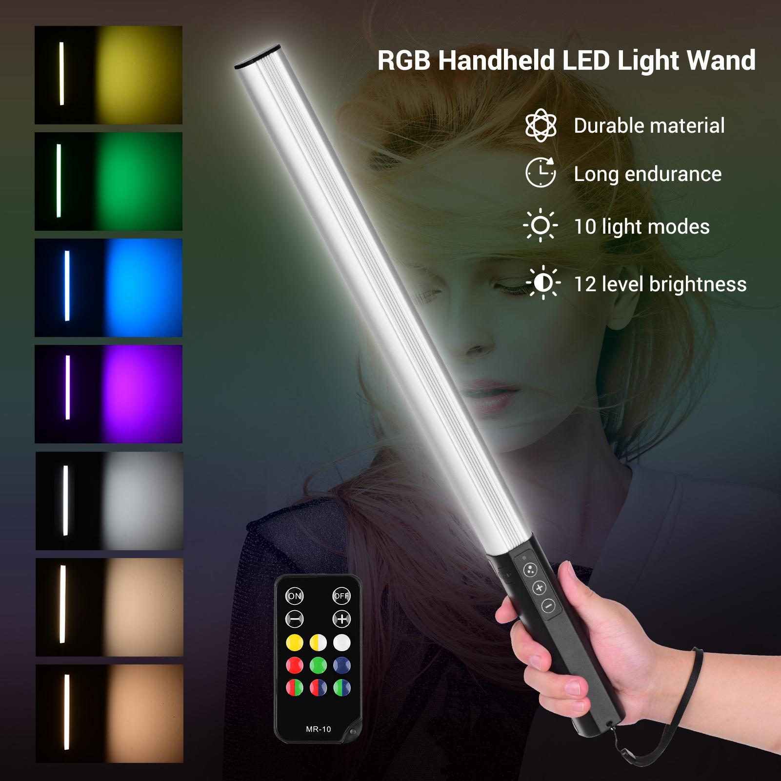 LIYADI RGB Ручной светодиодный фонарик Перезаряжаемый светильник для фотосъемки 10 Режимов освещения 12 белый
