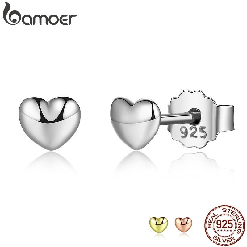 BAMOER Серьги-гвоздики из стерлингового серебра 925  Сердечко PAS440