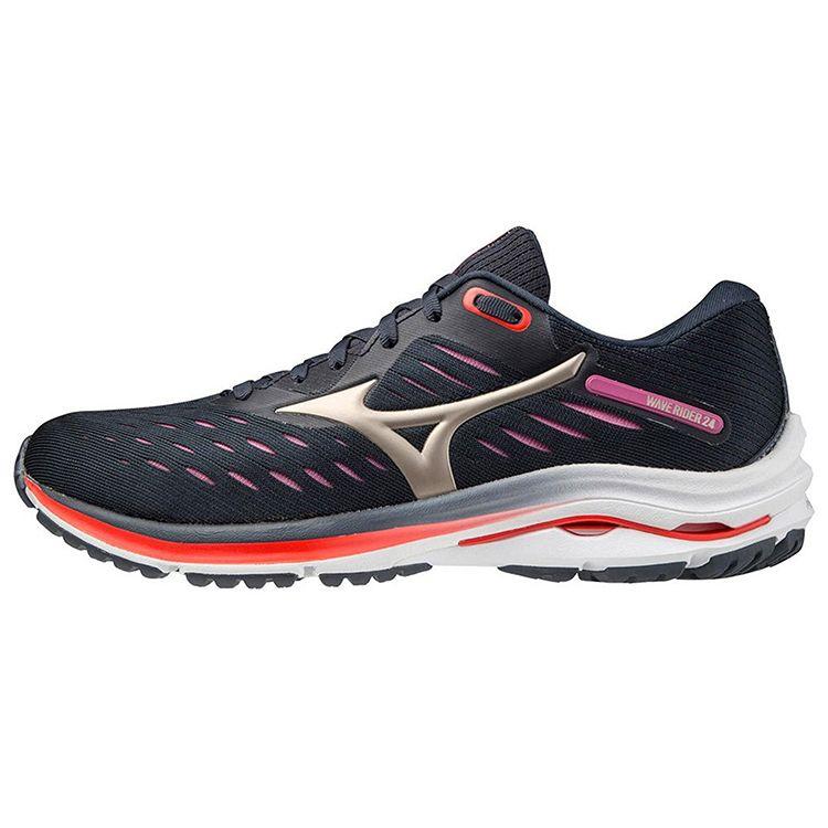 Mizuno Wave Rider 24 Темно-красные кроссовки унисекс Сине-белые J1GD200343 36.5