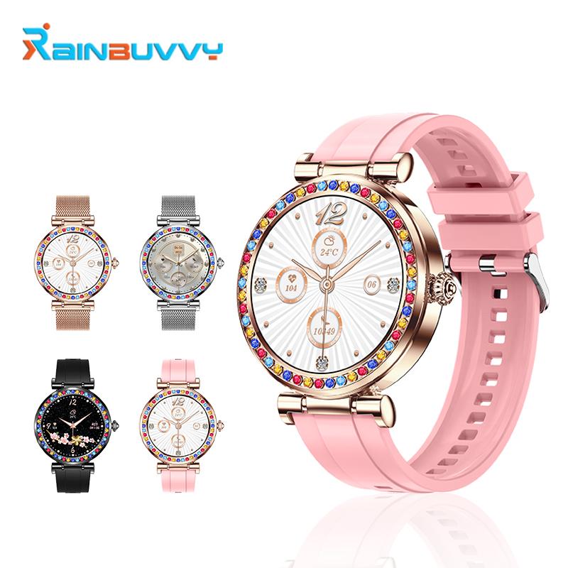   Joom Rainbuvvy Смарт-часы CF30 для женщин, 1,27 дюйма, TFT HD, полный сенсорный экран, Bluetooth, вызовы, мониторинг здоровья, анализ сна, отслеживание фитнеса Silicone чёрный