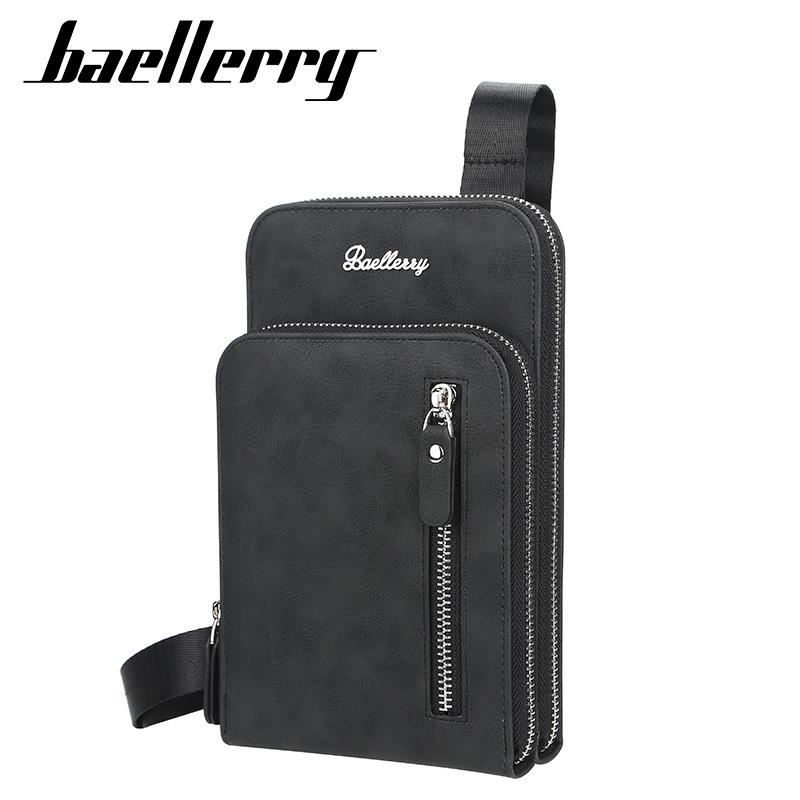 Baellerry Мужская нагрудная сумка Модные сумки через плечо Бизнес-бренд Дизайн Телефонная сумка Поясные сумки 21cm*13cm*4.5cm чёрный