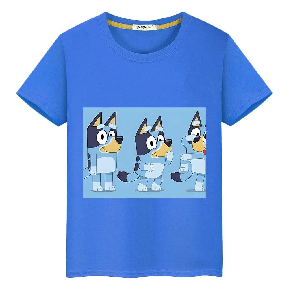 Футболка из 100% хлопка с собакой Blueys, футболки с аниме для мальчиков, цельная футболка y2k, футболка Blueys, короткие топы с британскими героями мультфильмов, детская одежда для девочек 100 белый