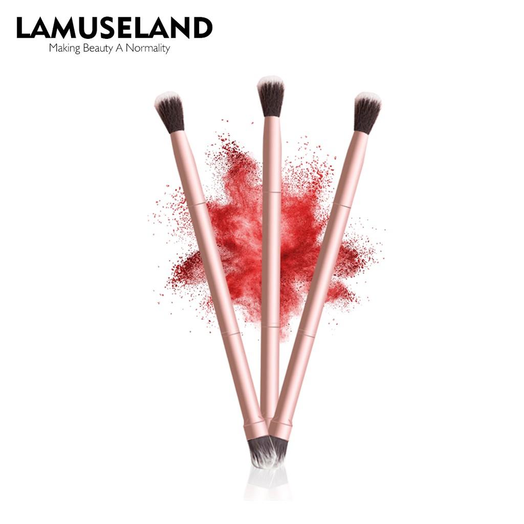 Кисть для макияжа LAMUSELAND с двойной головкой для теней для век Bursh Инструменты для макияжа # 1304