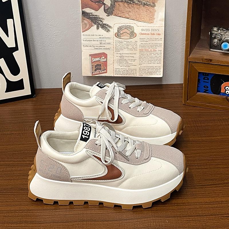 Весенние туфли Forrest Gump, женские универсальные повседневные спортивные туфли для бега на толстой подошве с увеличенной подошвой для папы 35 красный/белый