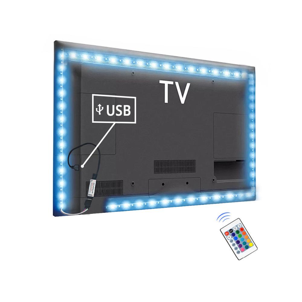0,5 м, 1 м, 2 м, 3 м, 4 м, 5 м USB светодиодная лента RGB, белый/теплый белый свет, подсветка для телевизора/ПК 2835SMD 0.5M белый