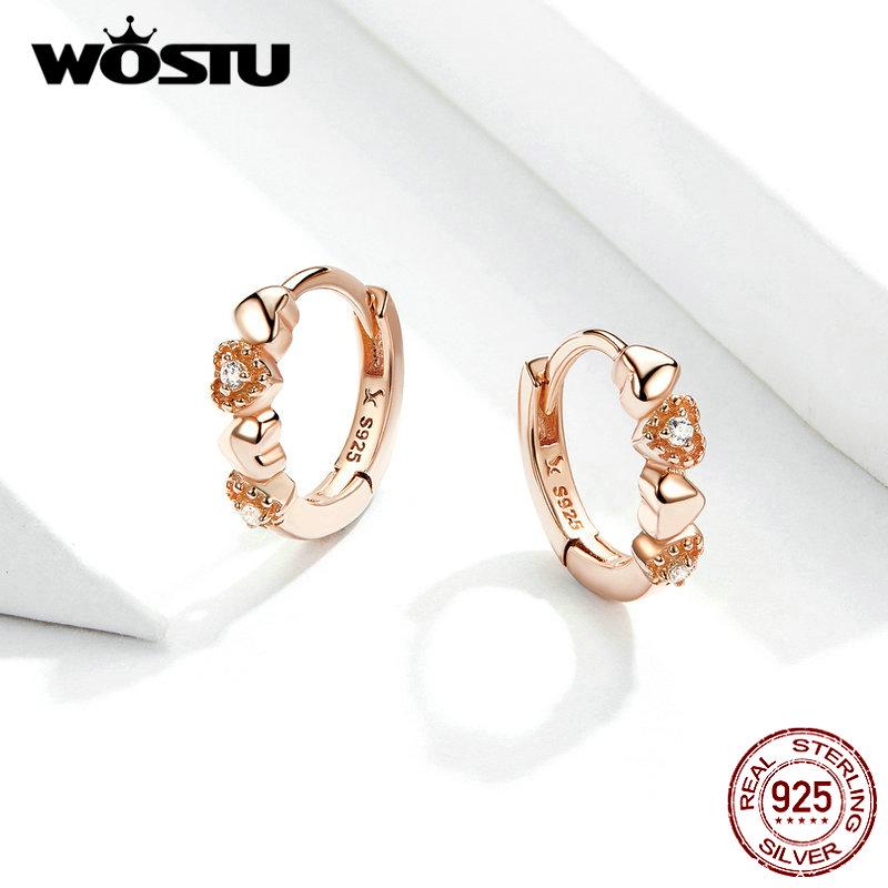 WOSTU Серьги-кольца из стерлингового серебра 925 пробы розового золота