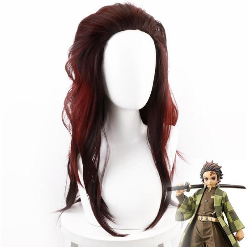 Женский и мужской аниме 60 см Devil s Blade Sakumo Tanjiro, сексуальный коричневый градиент, длинные волосы, парик для косплея, костюмы для косплея 60CM коричневый