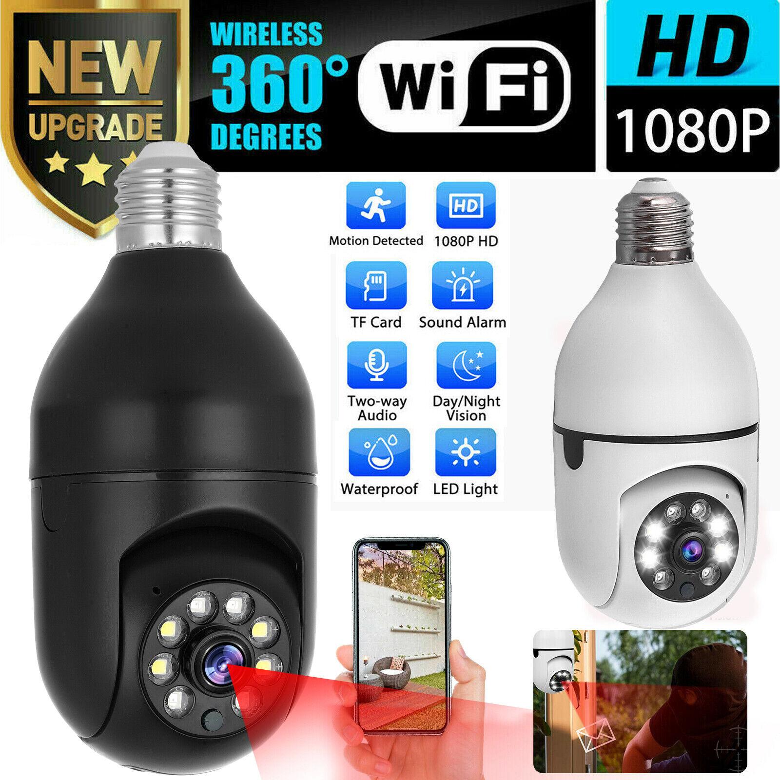 Панорамная камера E27, 360, 1080P, 2,4G, 5G, E27, камера с лампочкой, Wi-Fi, ИК-ночь, умный дом, беспроводная безопасность 2.4G&5G белый