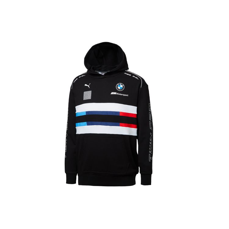 Толстовка с капюшоном Puma BMW Motorsport Logo Print Color Block Мужские топы Черный 595181-01 S