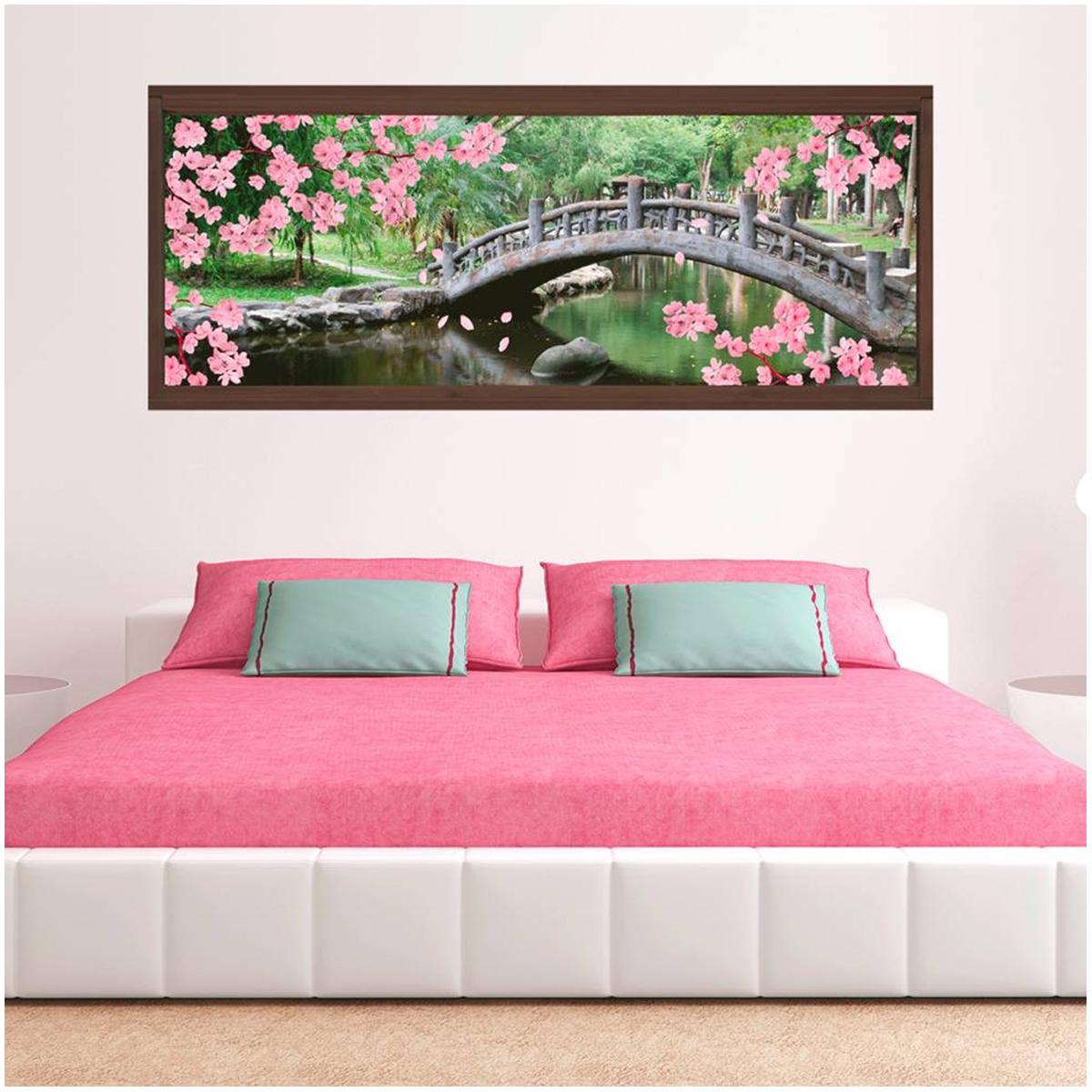 Les Trésors De Lily [Q7051] - Наклейка Giant Trompe l oeil  Zen Garden  (Prunus bridge) - 158x68 см ярко-розовый