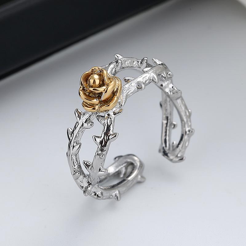  Серебряное кольцо S925 в корейском стиле, модное золотое кольцо в форме розы Jingchi, женское кольцо, индивидуальность, простой темперамент, открытый палец 6