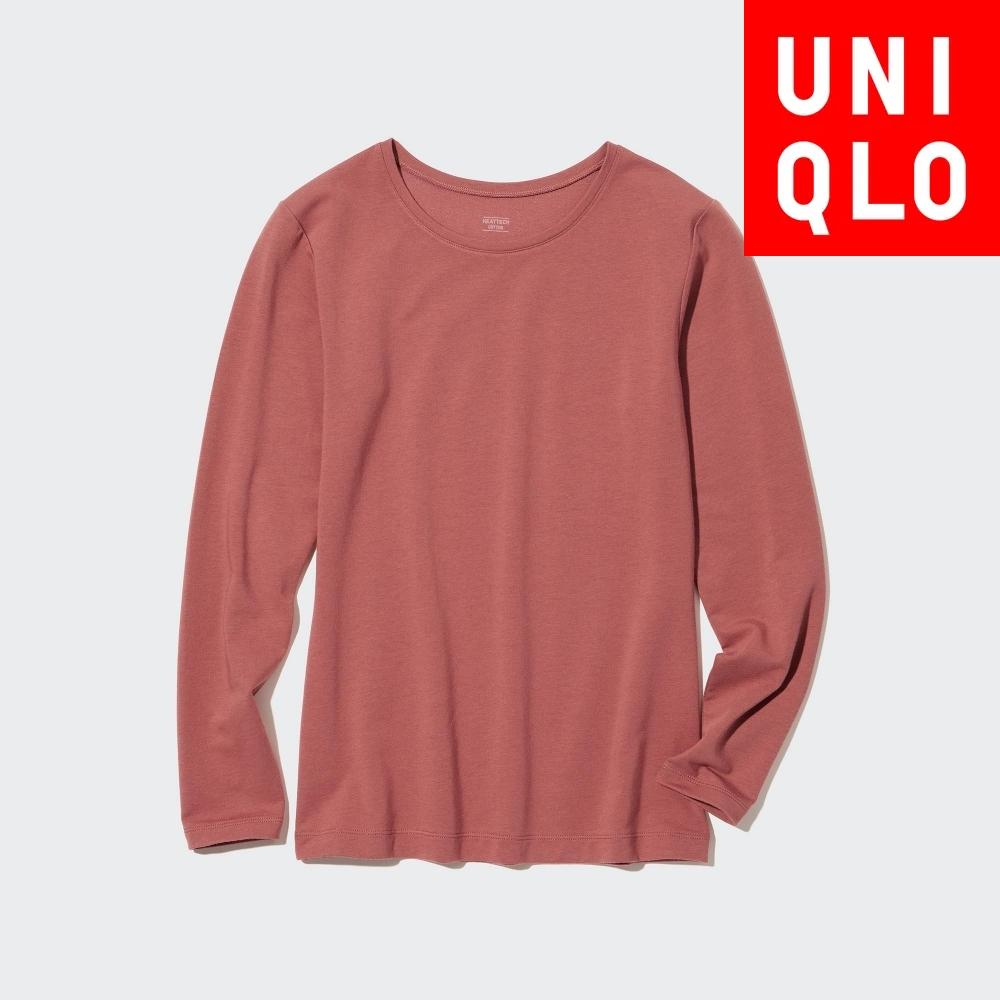 Футболка с круглым вырезом Uniqlo Japan HeatTech CoTTon, очень теплая, с длинным рукавом 01 OFF WHITE/XS