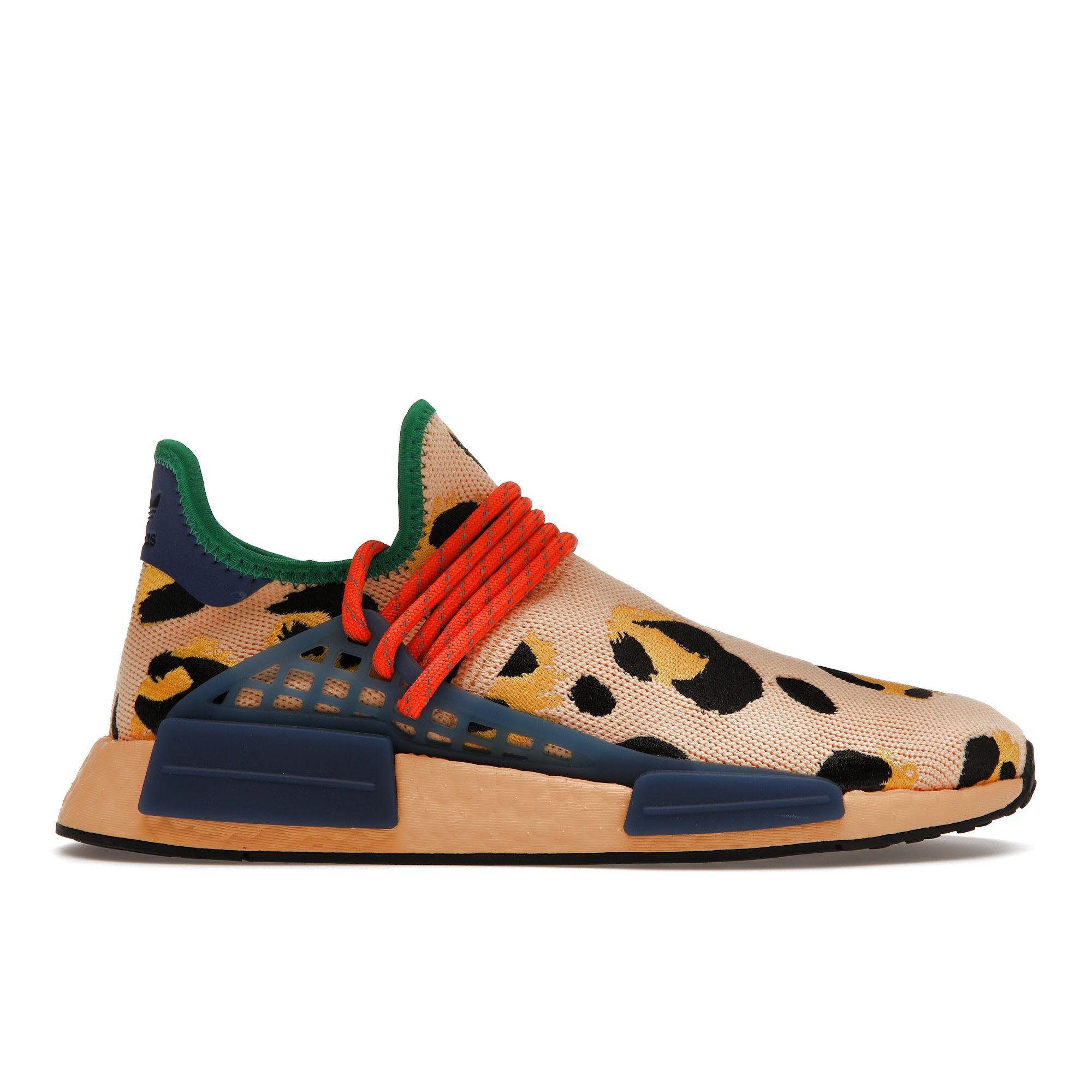 Кроссовки унисекс adidas Pharrell x NMD Human Race Animal Print — Pulse Amber, разноцветные, ярко-золотые, черные HP3221 45⅓