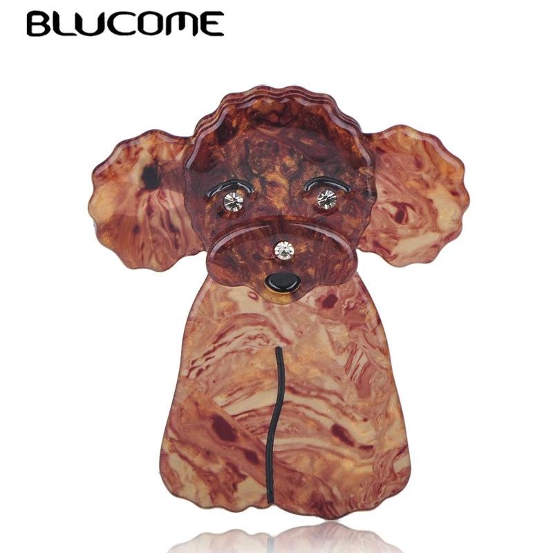 Blucome прекрасная коричневая игрушка-пудель в форме собаки брошь с животным узором акриловые булавки для корсажа белый
