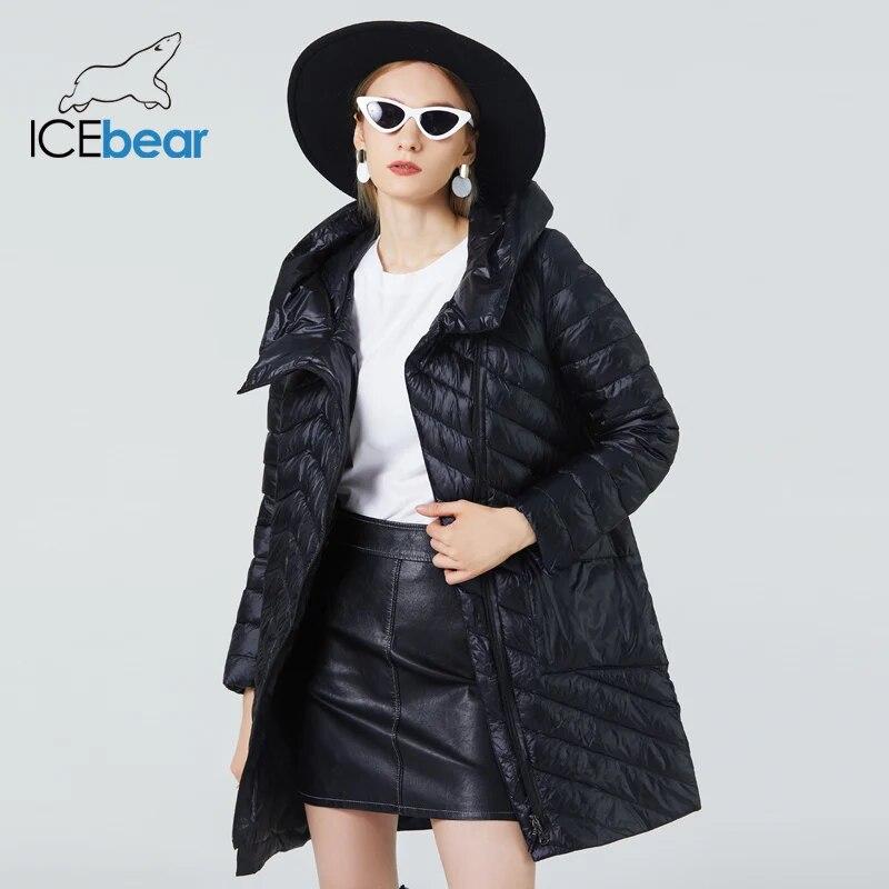  ICEbear 2024 женская весенняя куртка качественное женское пальто модная женская парка брендовая одежда GWC20299D S чёрный