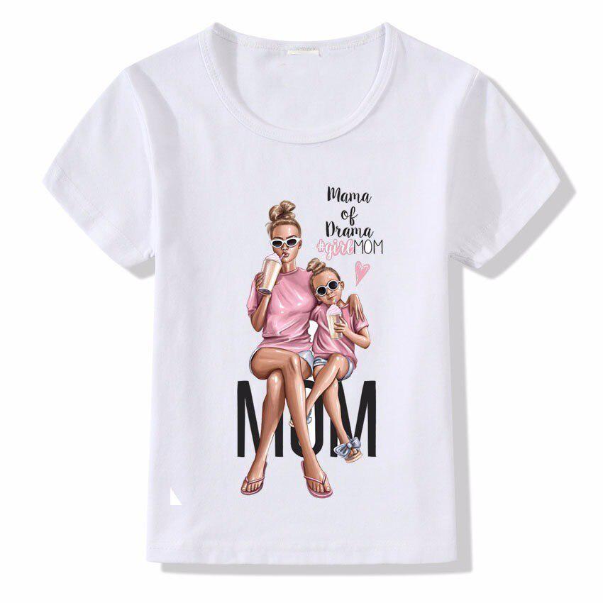 Футболка с принтом Mother S Love Baby и Mother для детей, летние топы Kids Mom Life 110 белый