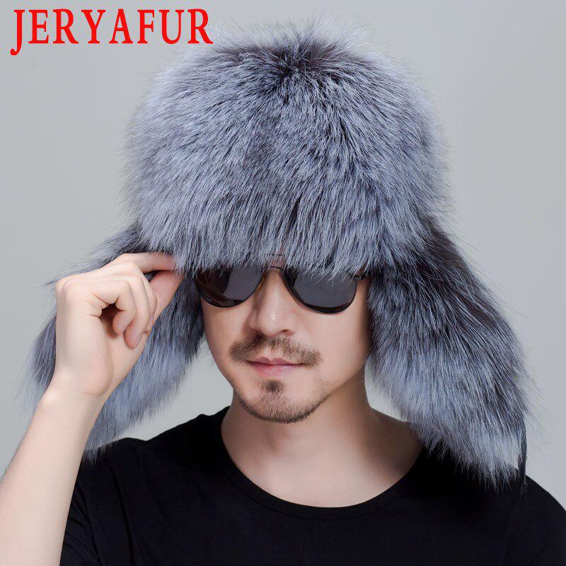 JERYAFUR Мужская шапка с кожаным верхом из настоящего меха