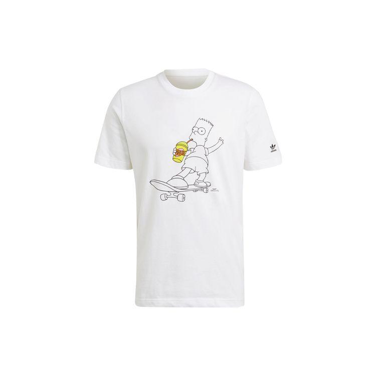 Adidas Originals Trefoil X The Simpsons с мультяшным принтом и круглым вырезом, с короткими рукавами, мужские топы, белые HA5811 L