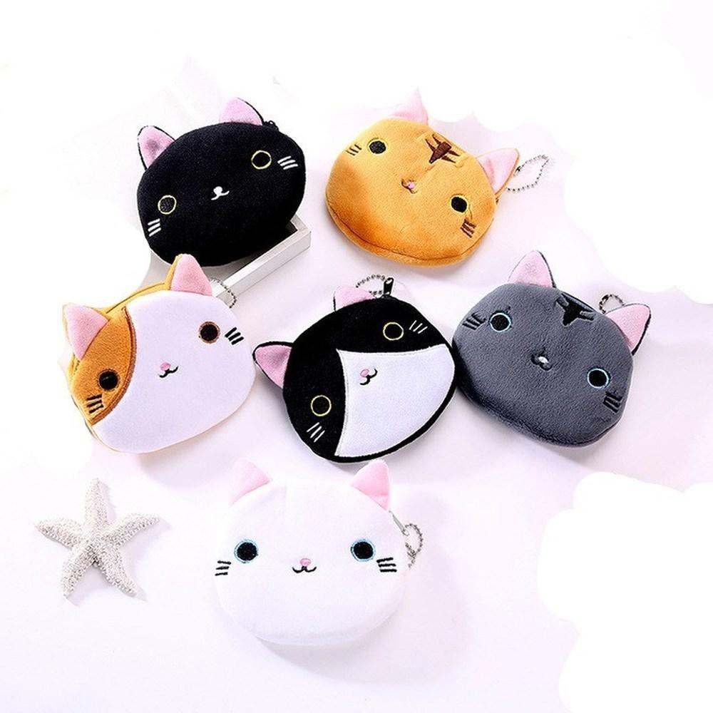 Kawaii Cat кошелек для денег, кошелек, милый кошелек для девочек, женский кошелек с героями мультфильмов, милые дети, сменный плюшевый мешочек для монет, карманный подарок